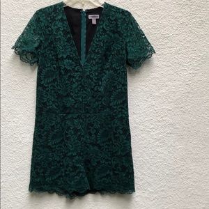 Emerald green lace romper